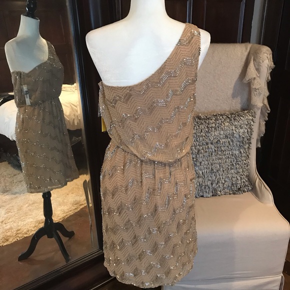 Alice + Olivia Dresses & Skirts - Alice + Olivia Beaded One-Shoulder Dress, LG, NWT